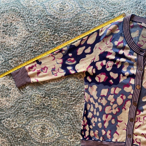 Diane Von Furstenberg Summer Cashmere Short Sleeve Print Vintage Cardigan Small - Picture 7 of 9